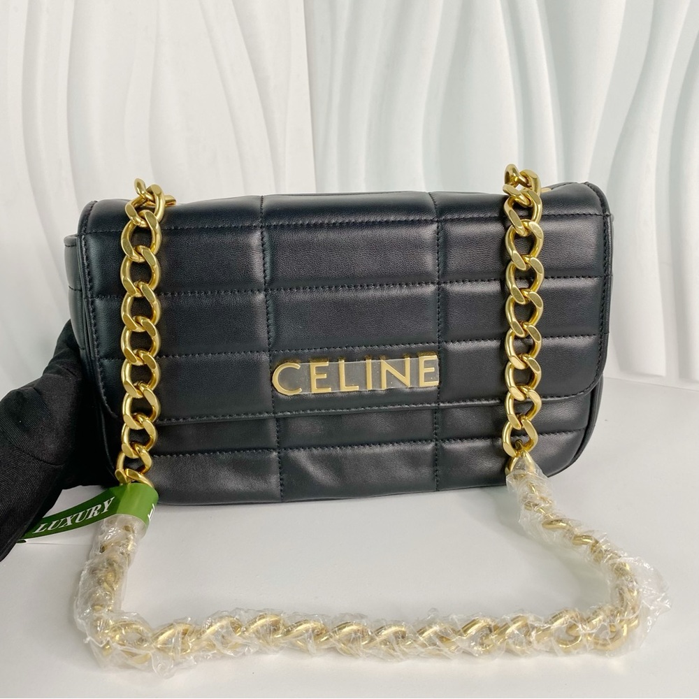 Pre-Loved Celine Ava Quilted Leather Bag Women Black Shoulder Bags